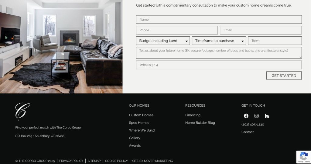Corbo Group construction website footer