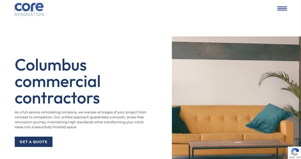 Commercial section of CORE's construction website