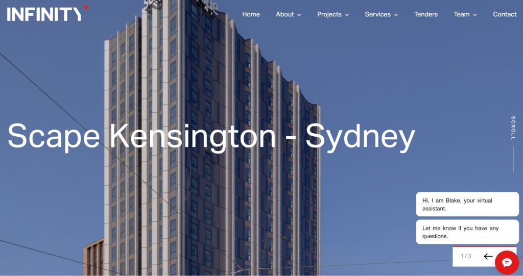 Infinity construction website featured work hero