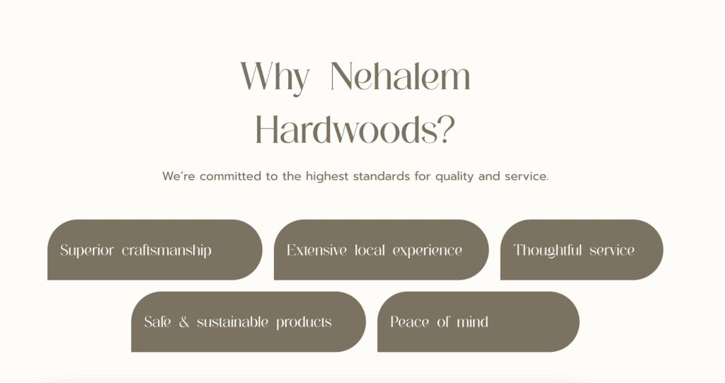 Nehalem Hardwoods construction website design