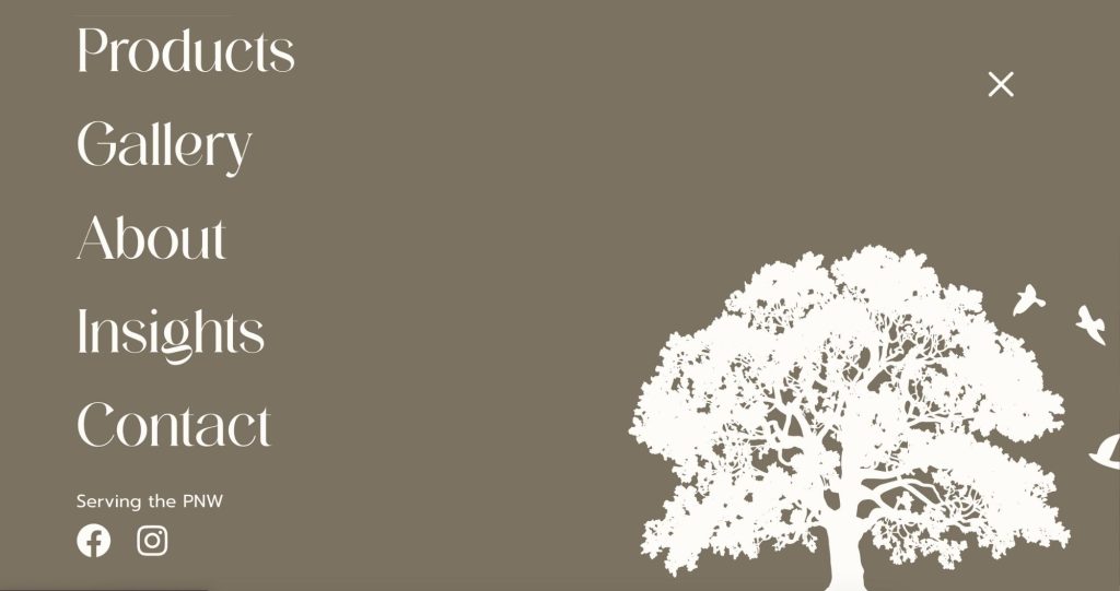 Mega Menu of Nehalem Hardwoods construction website design