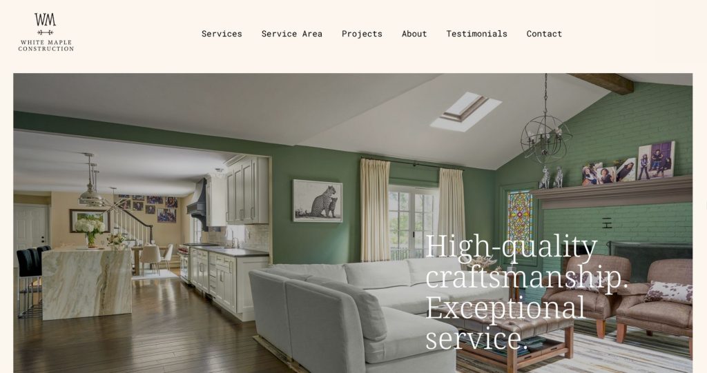 White Maple Construction site homepage hero image