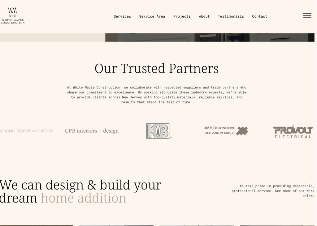 Construction website design by Nover Marketing