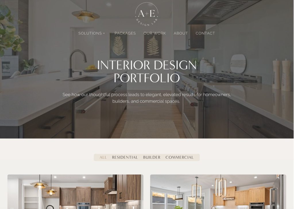Interior design portfolio on an interior designers site