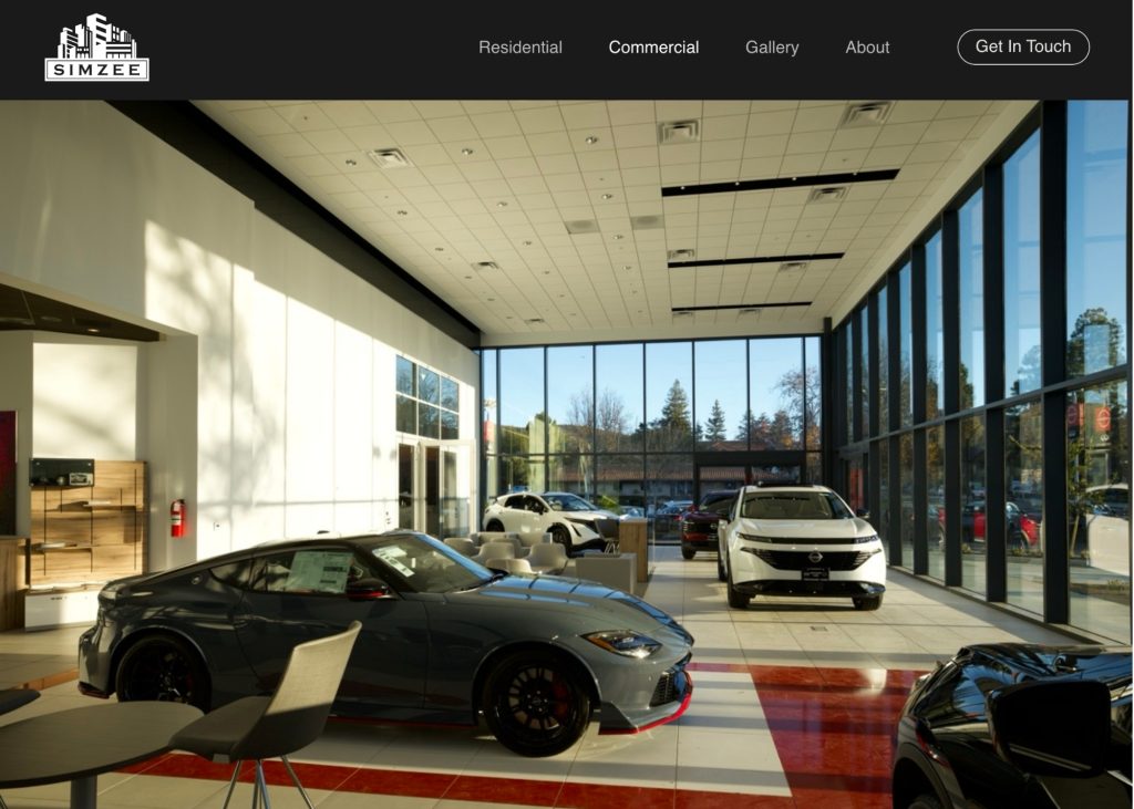 Project gallery design with professional photos for a car dealership new build
