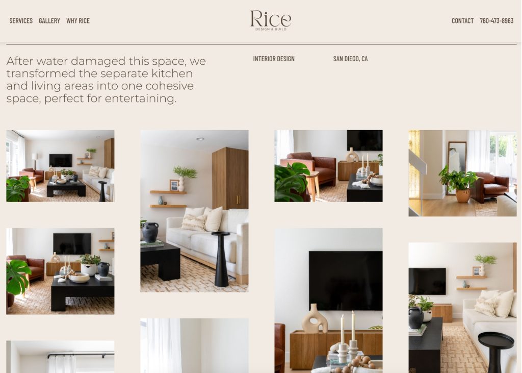 Project gallery for a kitchen and living area design