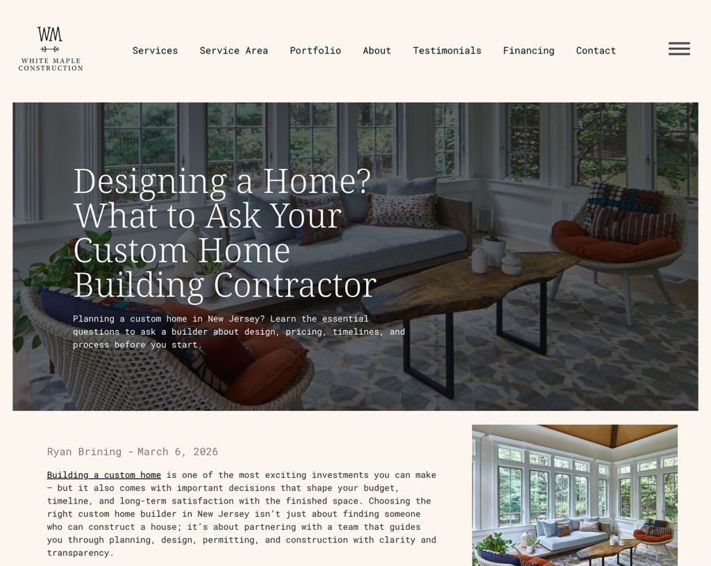 A thought leadership piece on a contractors website